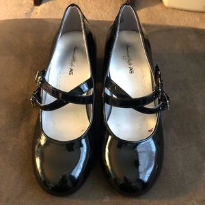 Girls black dress shoes with glitter heel
